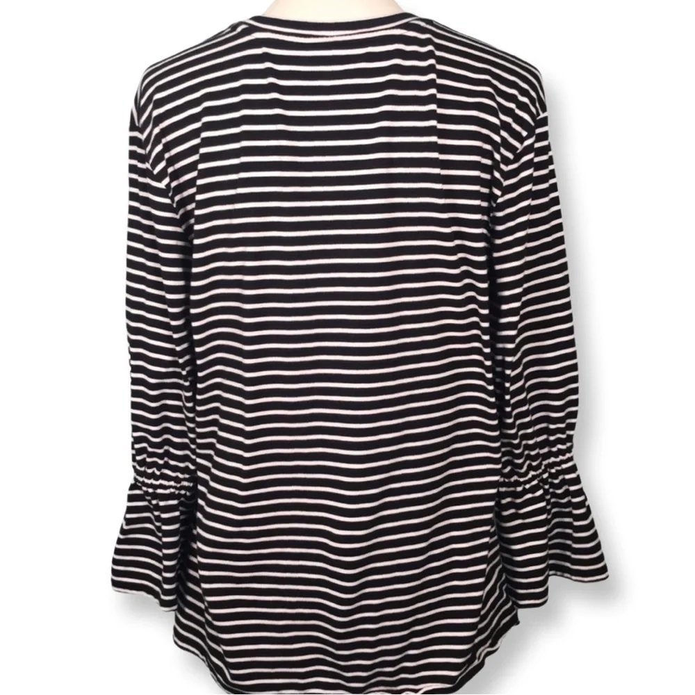 LOFT Striped Long Sleeve Top with Red Floral Embroidery - Picture 8 of 9